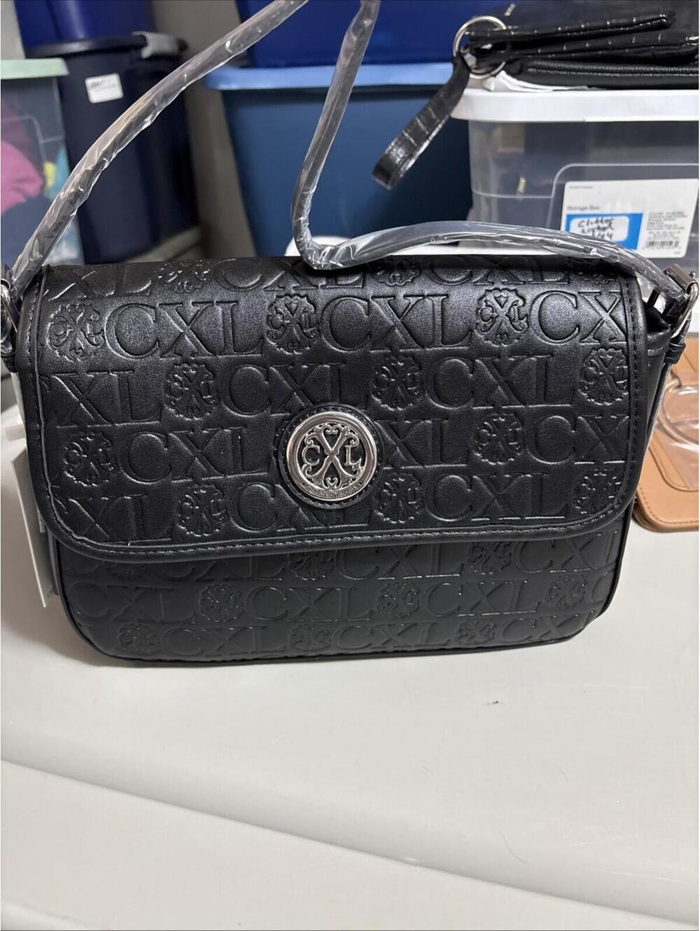 CXL Christian Lacroix Clara Embossed Logo Shoulder Bag strap BLACK NWT MSRP $98
